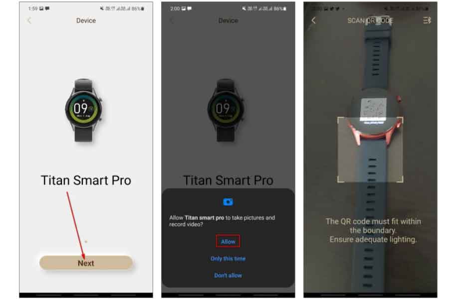 Titan Smart pro connect to android steps
