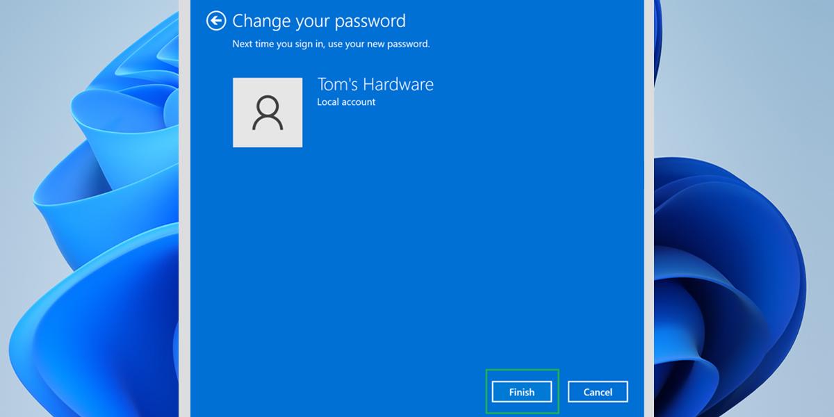 finish setting your new password on windows 11