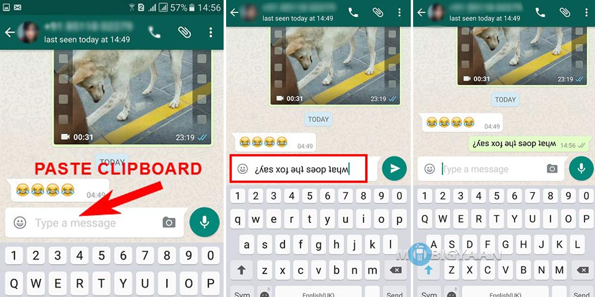 Steps on How to type upside down on WhatsApp and other applications