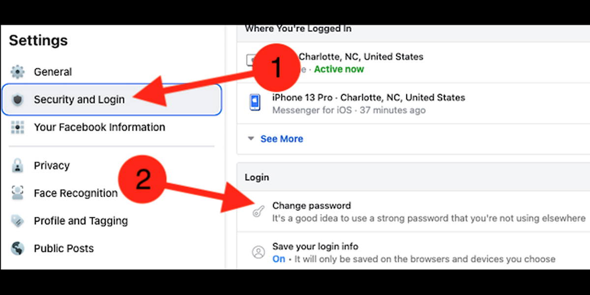 Steps to change your Facebook password