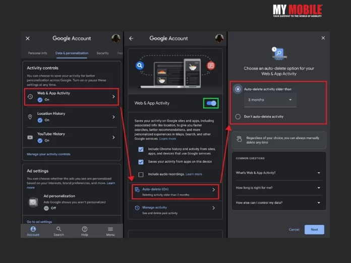 Google Activity Controls