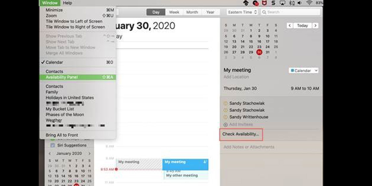Availability feature in Calenders