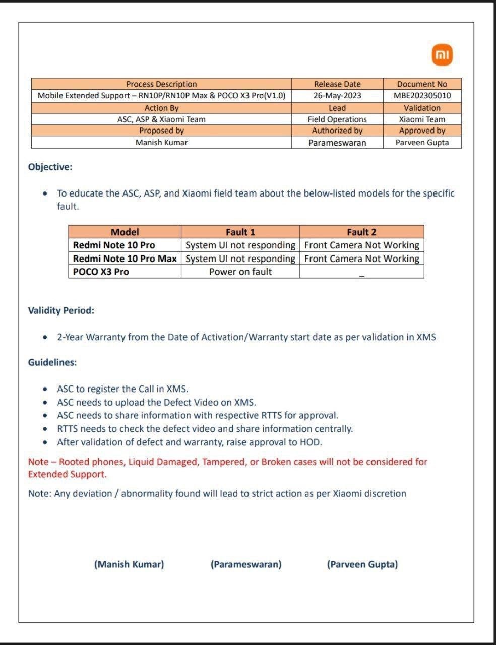 Xiaomi Warranty Extension