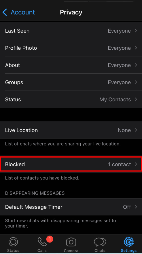 WhatsApp Contact Blocking Feature