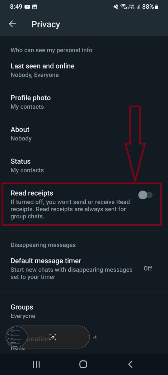 Turn Off Blue Tick Feature on WhatsApp Chats