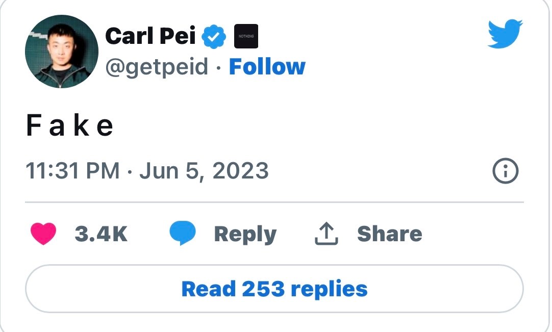 Nothing CEO Carl Pei Tweets