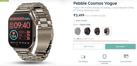 Pebble Cosmos Vogue Smartwatch 