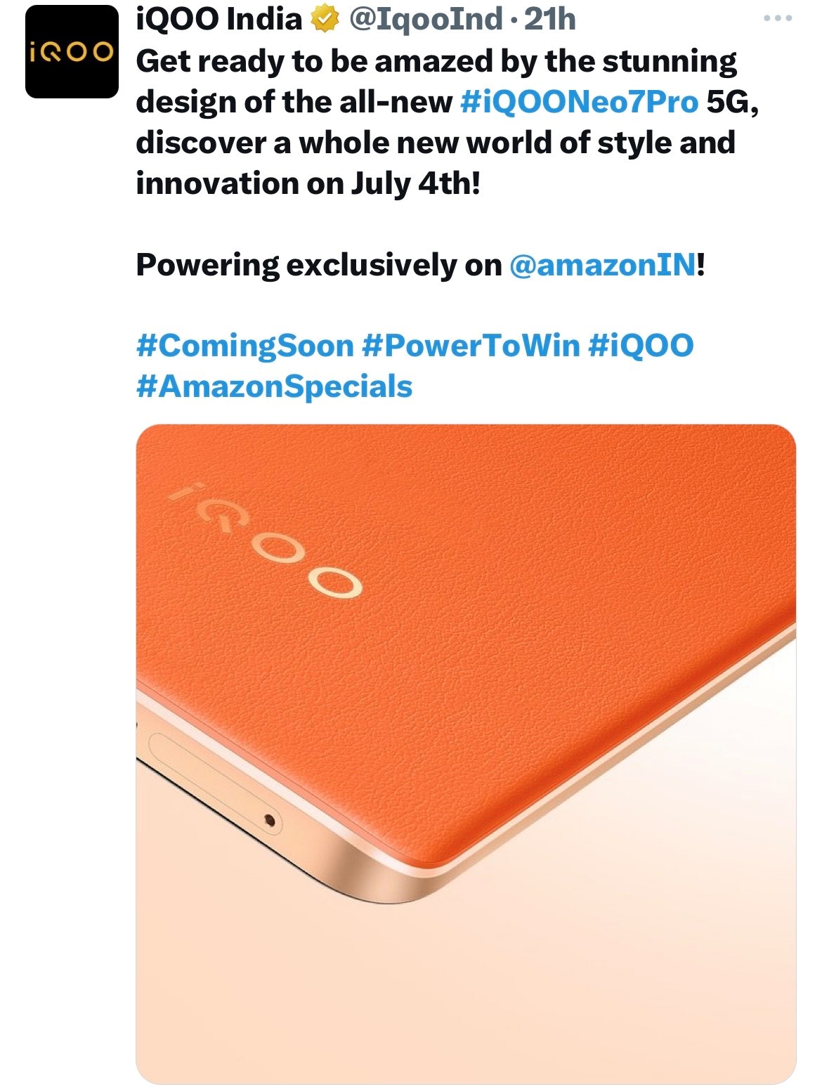 iQOO Neo 7 Pro Orange Colour