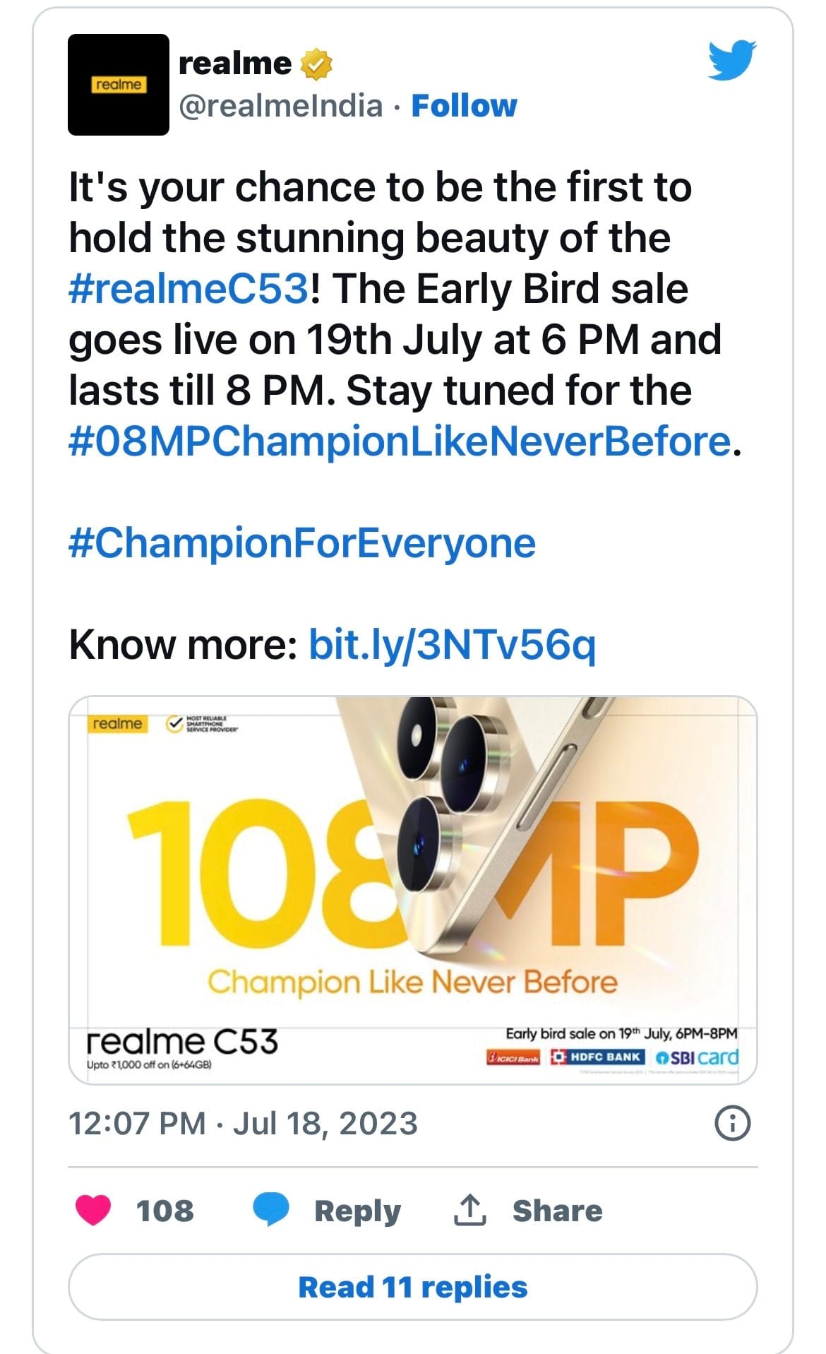 Realme C53 early Bird Sale
