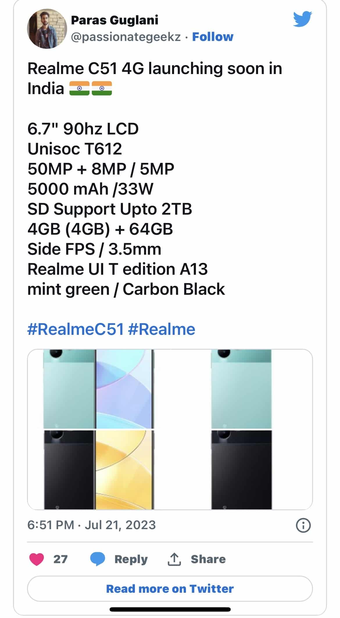 Realme C53 Design Renders, Key Specifications Tipped; Could Launch in Black  and Gold Colourways