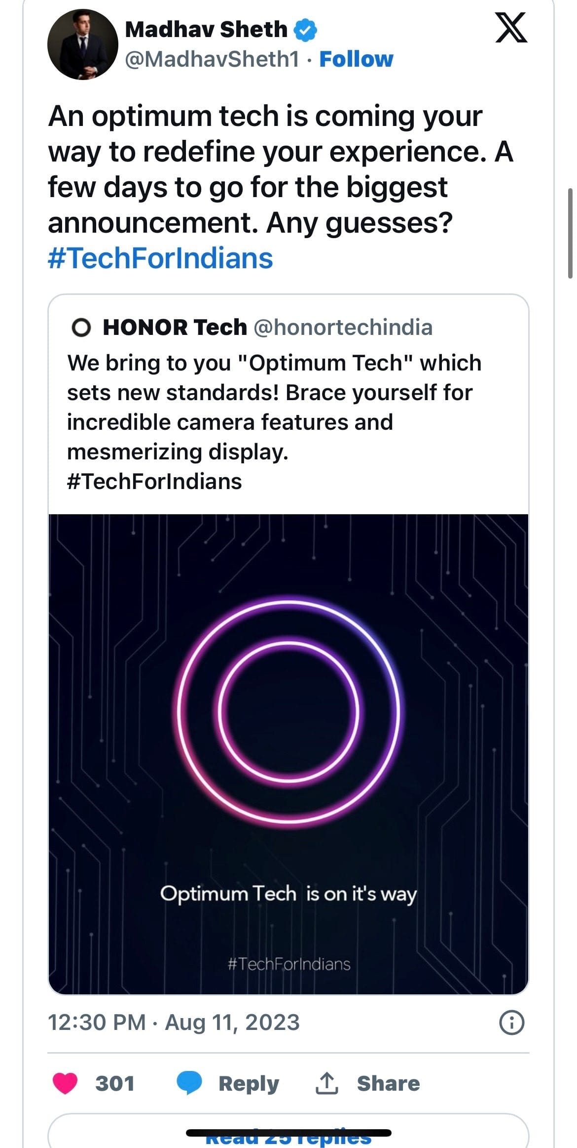Madhav Sheth Announces Honor Tech Brand