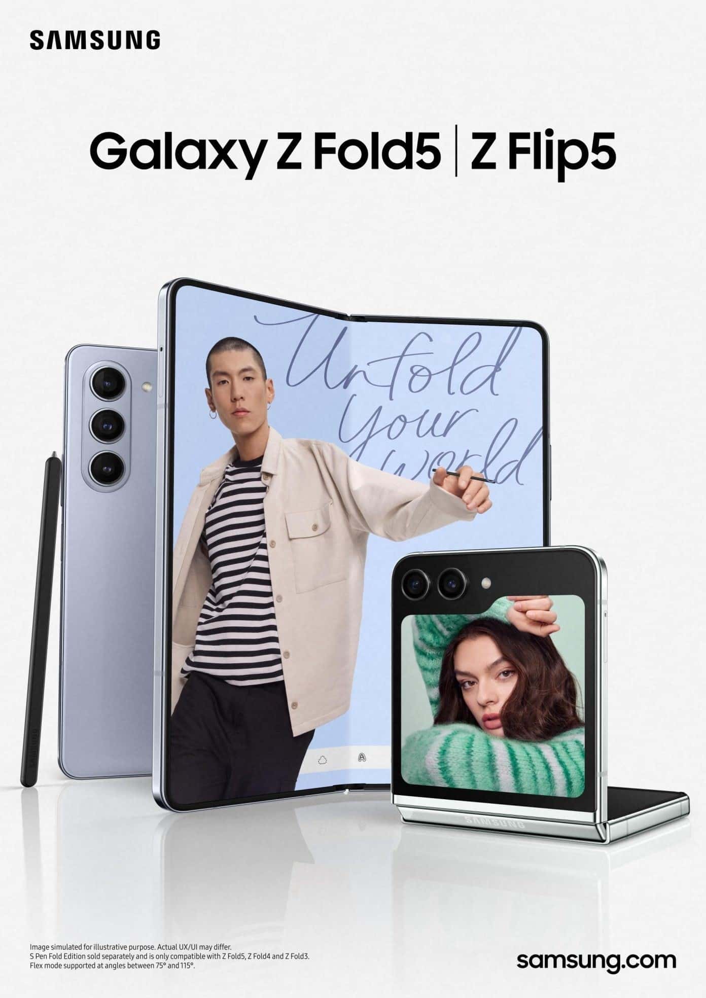 Galaxy Z Flip5 and Z Fold5.