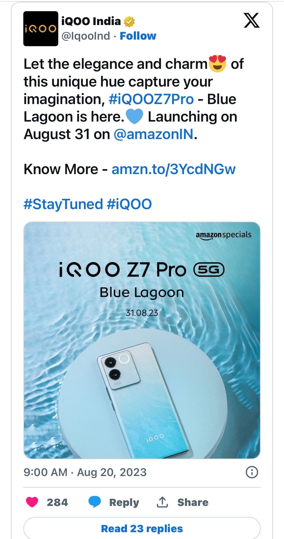 iQOO Z7 Pro Blue Lagoon Variant Design Leaked
