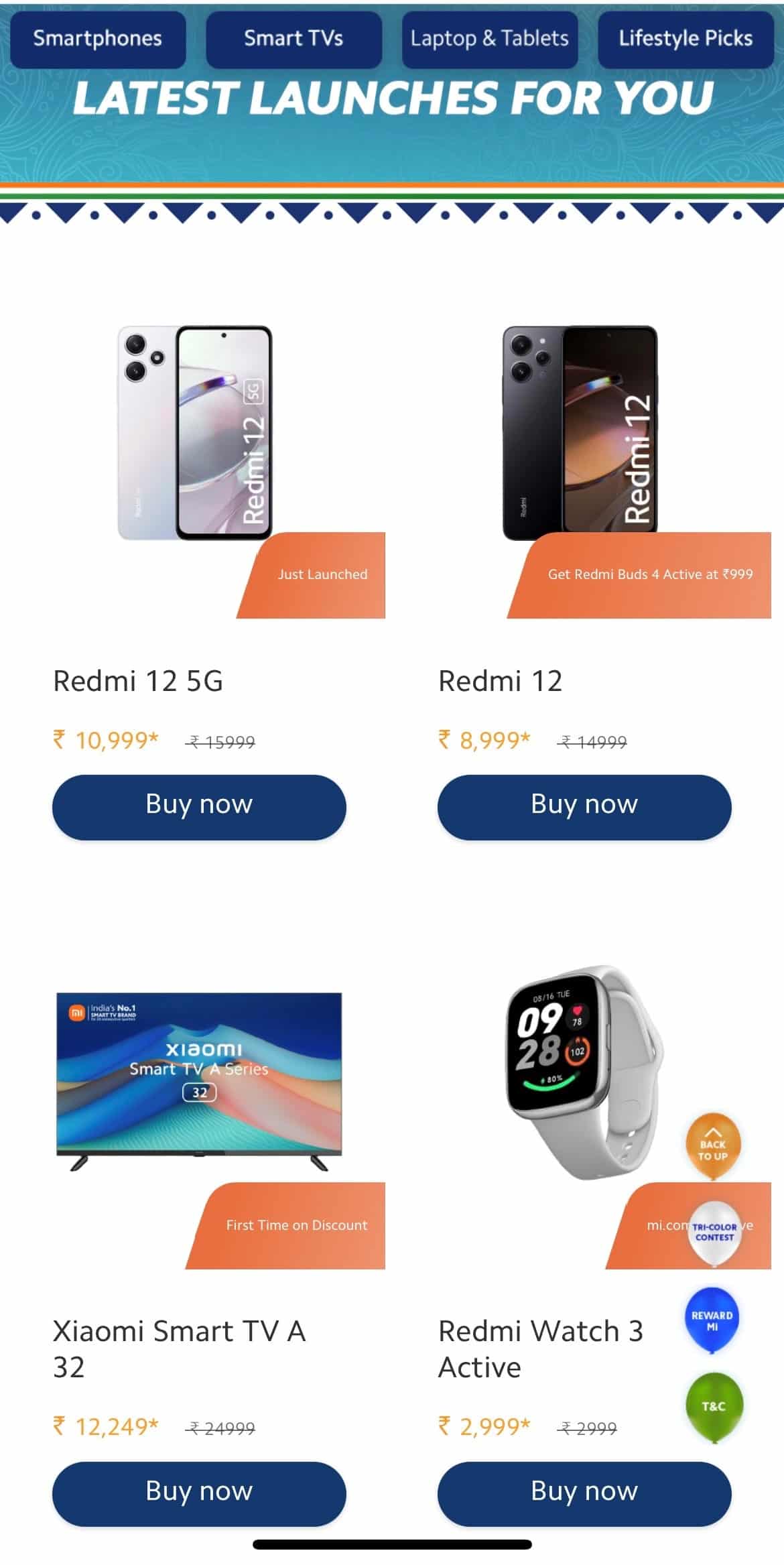 Xiaomi India's 'Independence Day' Sale