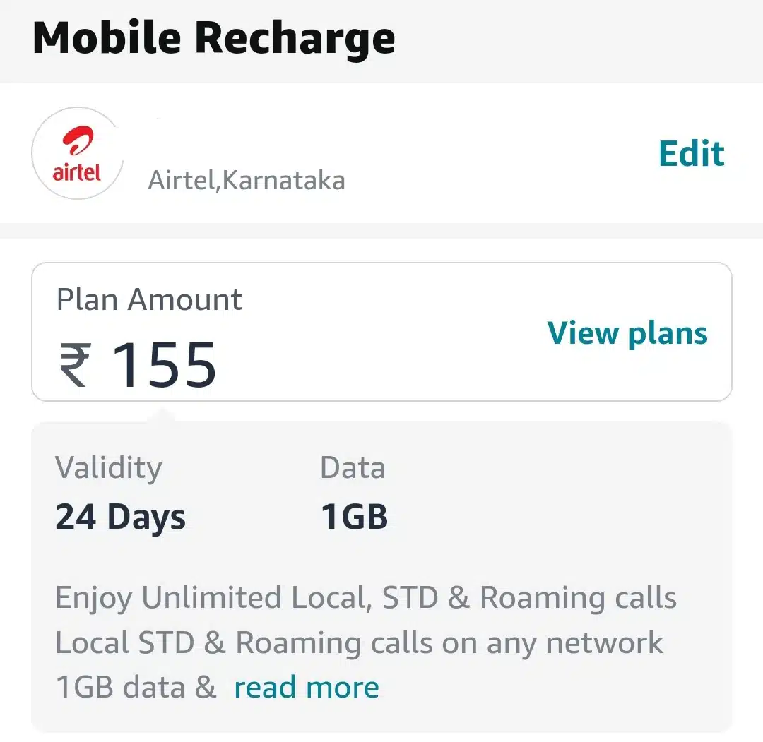 Airtel Rs 155 Plan