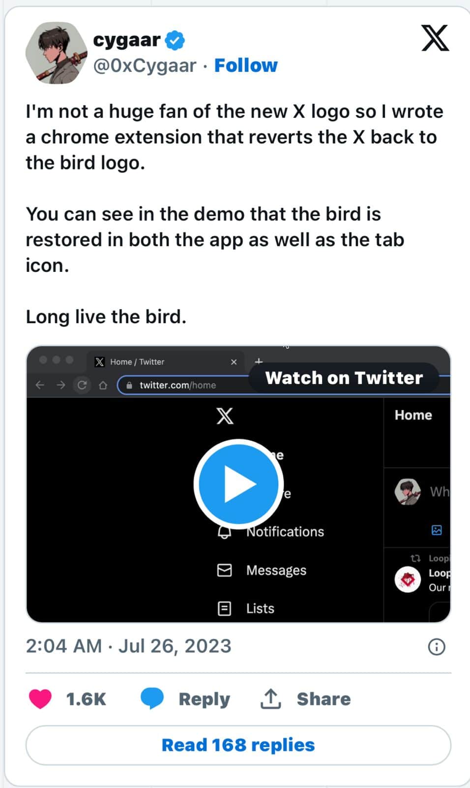 Restoring Twitter Icon on Android