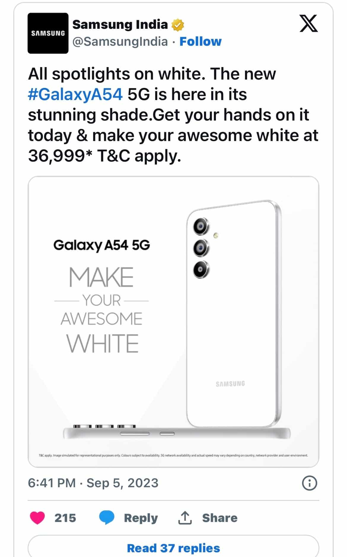 Samsung Galaxy A54 5G key Specifications