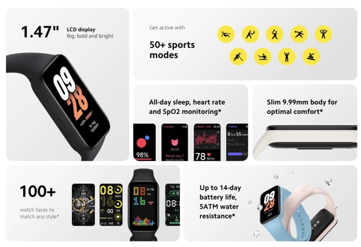 Xiaomi Smart Band 8 Active Specifications