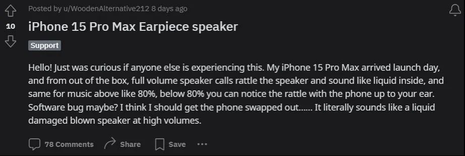 iPhone 15 users complain about crackling sound with built-in speakers