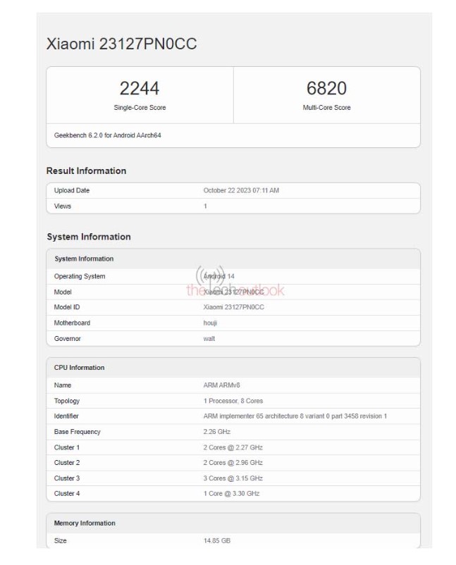 Xiaomi 14 Spotted on Geekbench