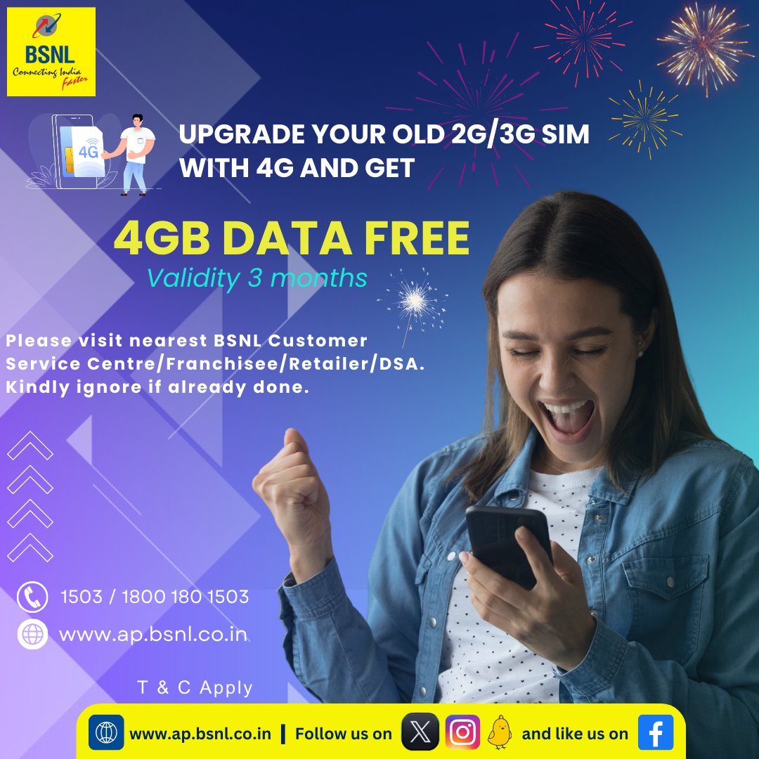 BSNL 2G, 3G Users Get Free Upgrade to 4G SIM