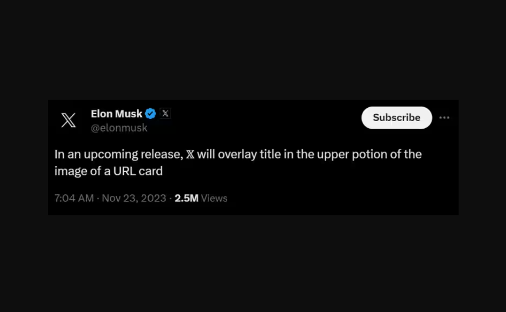 Elon Musk Says X Will Get Back Link Previews in Headlines