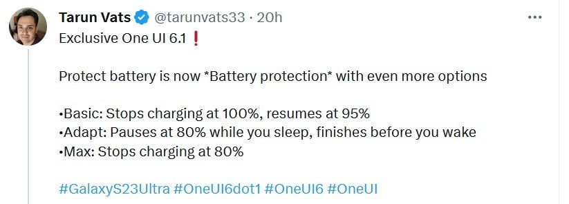 Battery Protection on OneUI 6.1