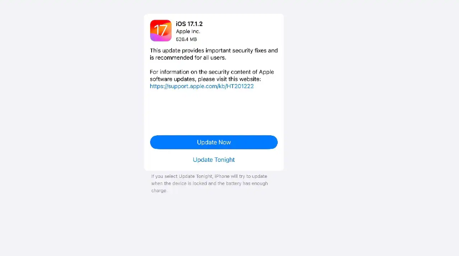 Apple Releases iOS 17.1.2 Update 