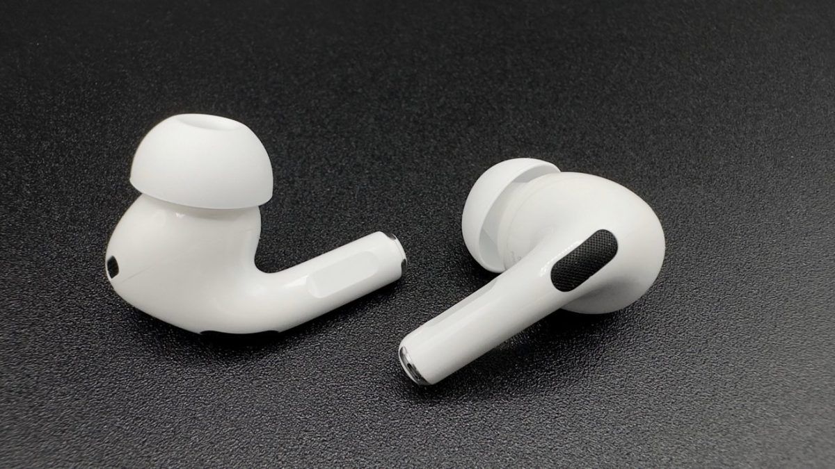 AirPods Pro are connected to an iPhone via Bluetooth
