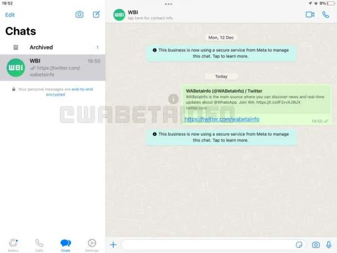 WhatsApp for iPad