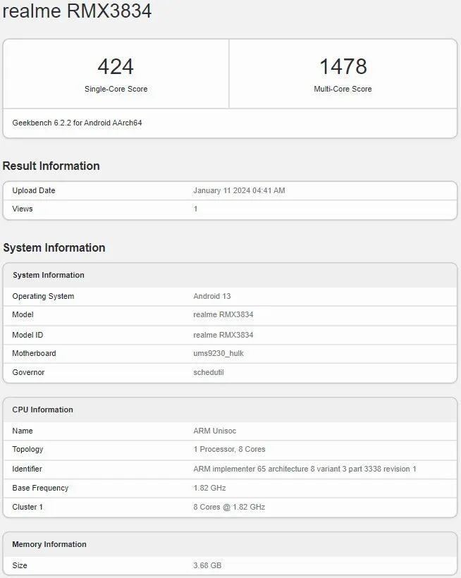 Realme Note 50 Spotted on Geekbench, Certified on NBTC Signalling Imminent Launch