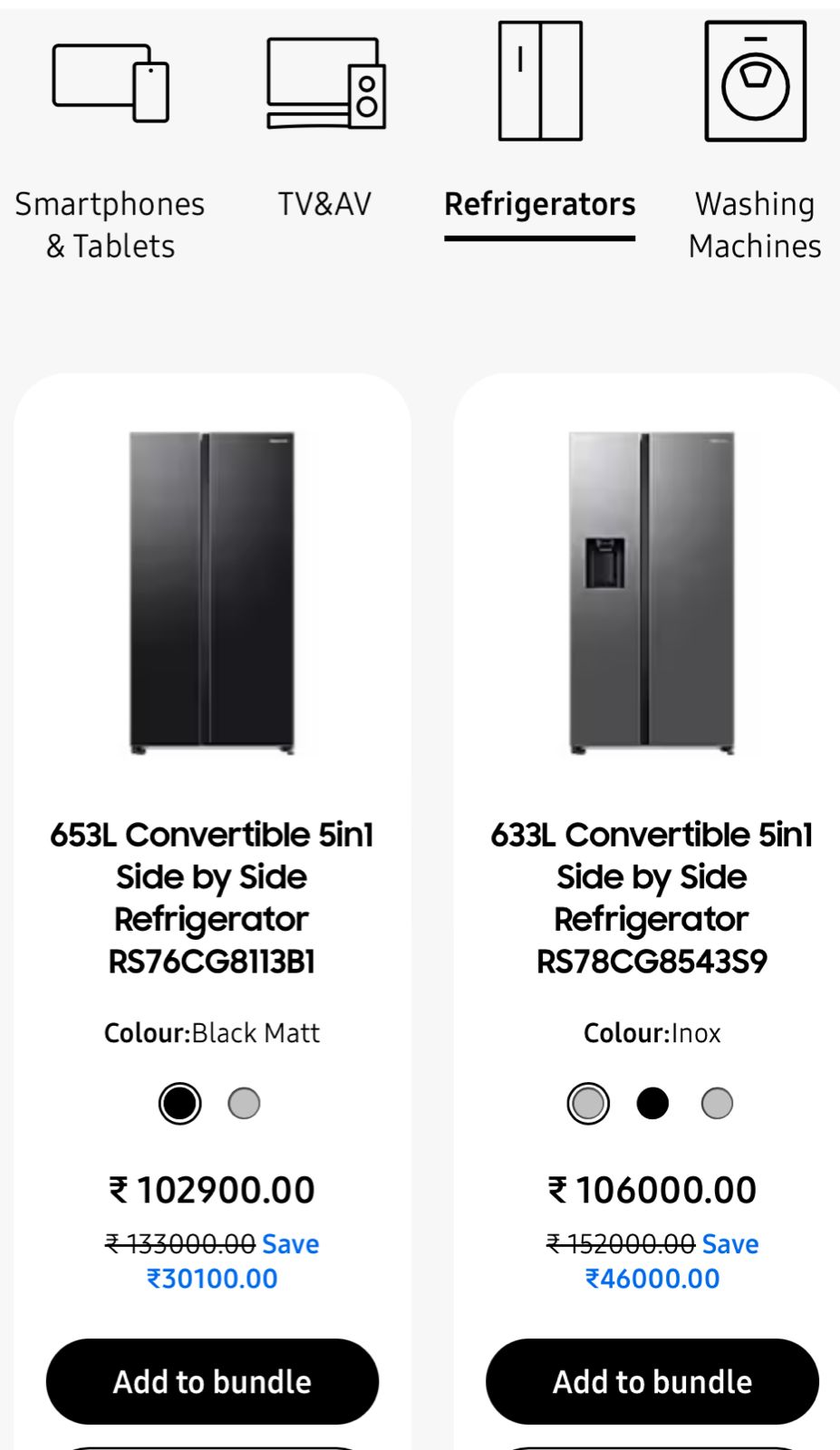 Samsung digital appliances such as refrigerators