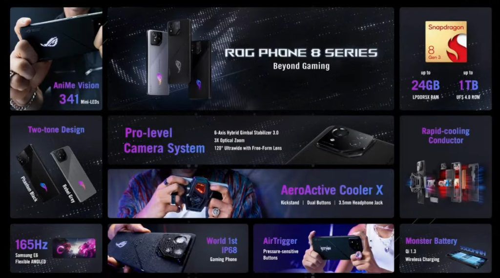 Powered by the Snapdragon® 8 Gen 3 Mobile Platform, the ROG Phone 8 Pro Series