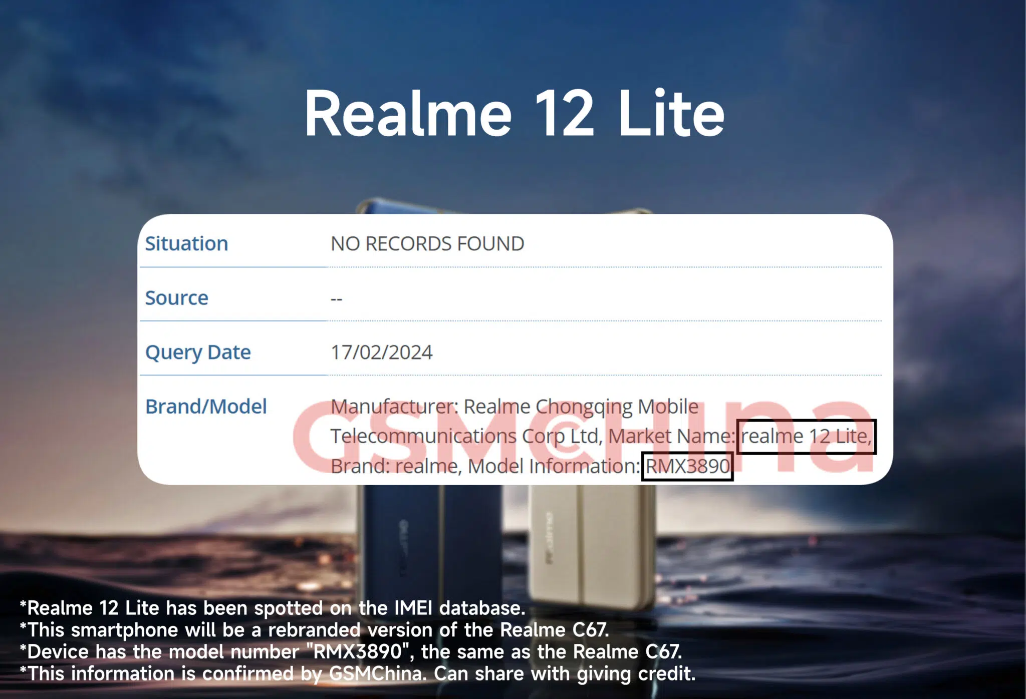 Realme 12 Lite Spotted on IMEI Database; Could Be Rebranded Realme C67
