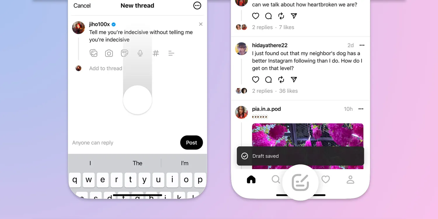 Users have noticed a new “Drafts” option appearing in-stream, which enables them to save their unposted Threads