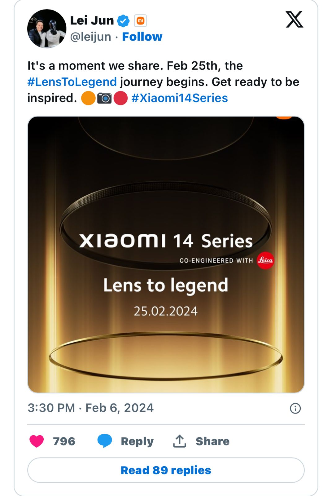 Xiaomi 14 series global launch scheduled for February 25, ahead of MWC 2024