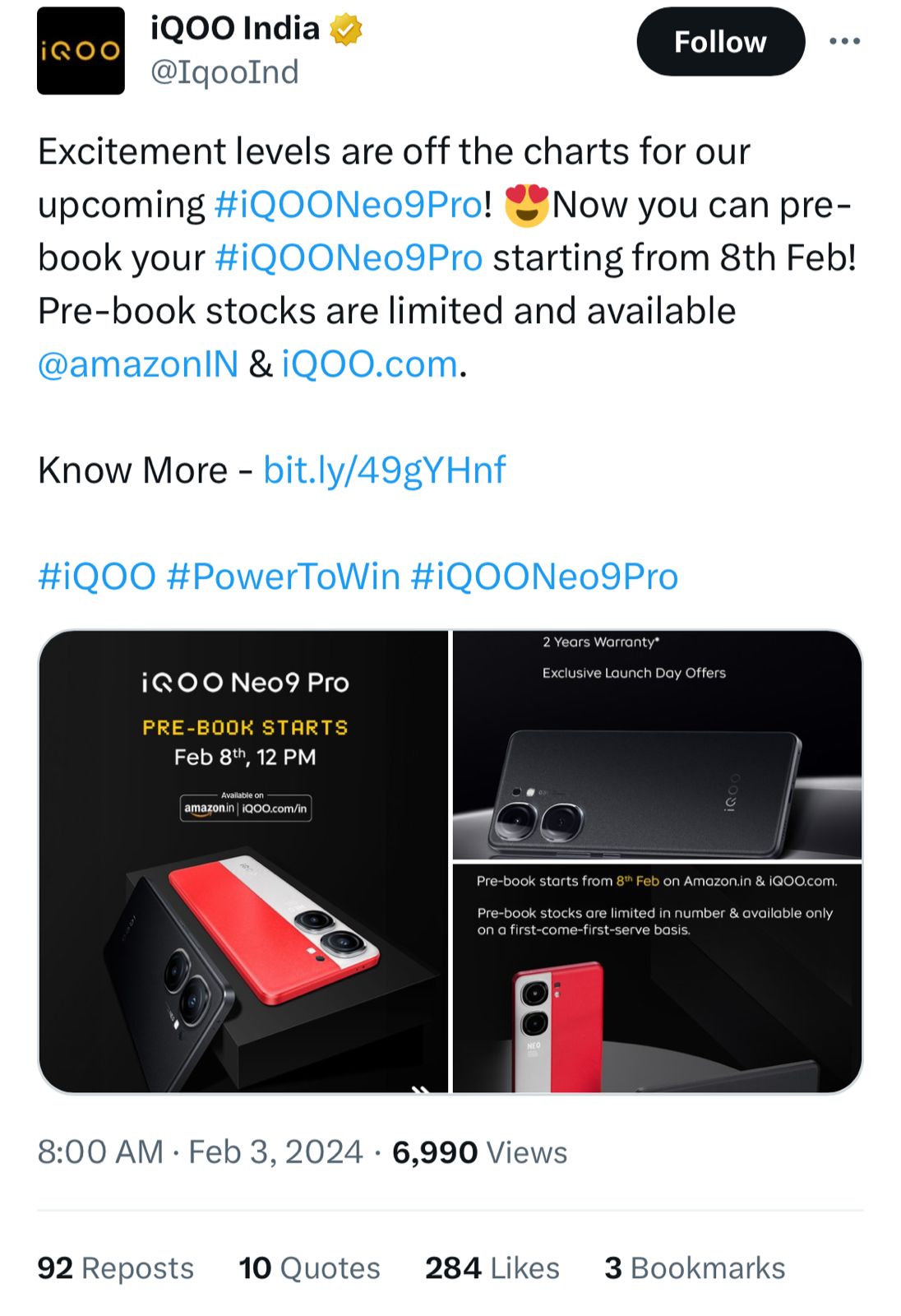 iQOO is enhancing the launch with enticing pre-booking offers for the Neo 9 Pro