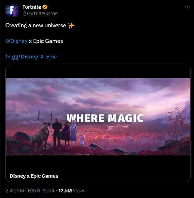 Disney invests $1.5 billion in Epic Games for a collaborative entertainment universe