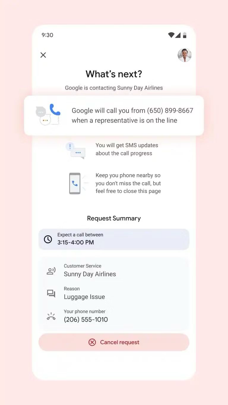 Direct call initiation from Google Search for customer service numbers