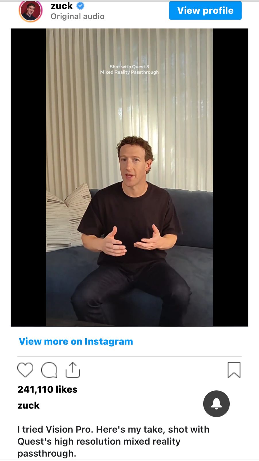 Mark Zuckerberg Reviews Apple Vision Pro, Champions Meta Quest 3 as Superior Choice