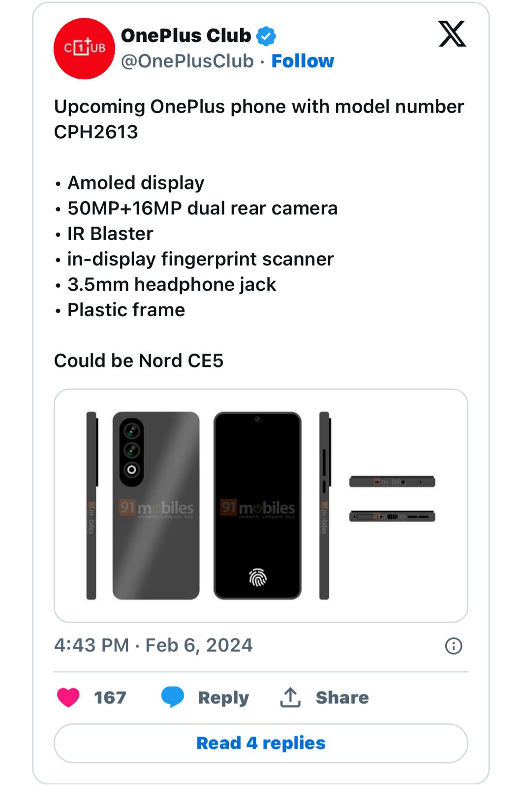 Rumored to have a 50MP primary camera with OIS+EIS and a 16MP front-facing camera