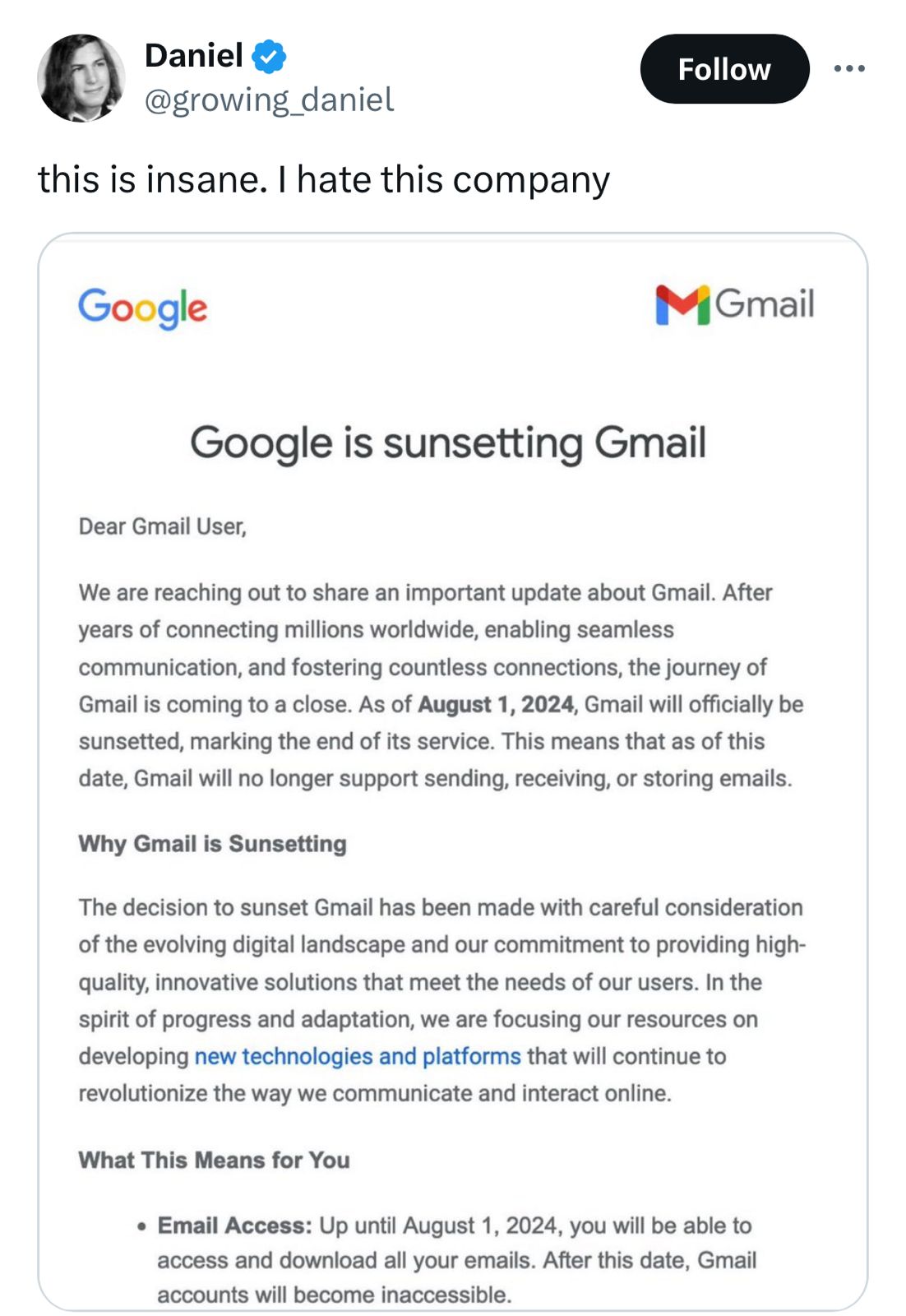 Google Clarifies Gmail’s Status