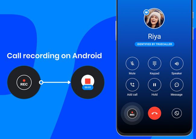 Android users can record calls with a simple tap on the "Rec" button