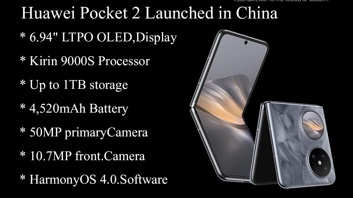 Huawei Pocket 2 Launched in China with Kirin 9000S Chipset