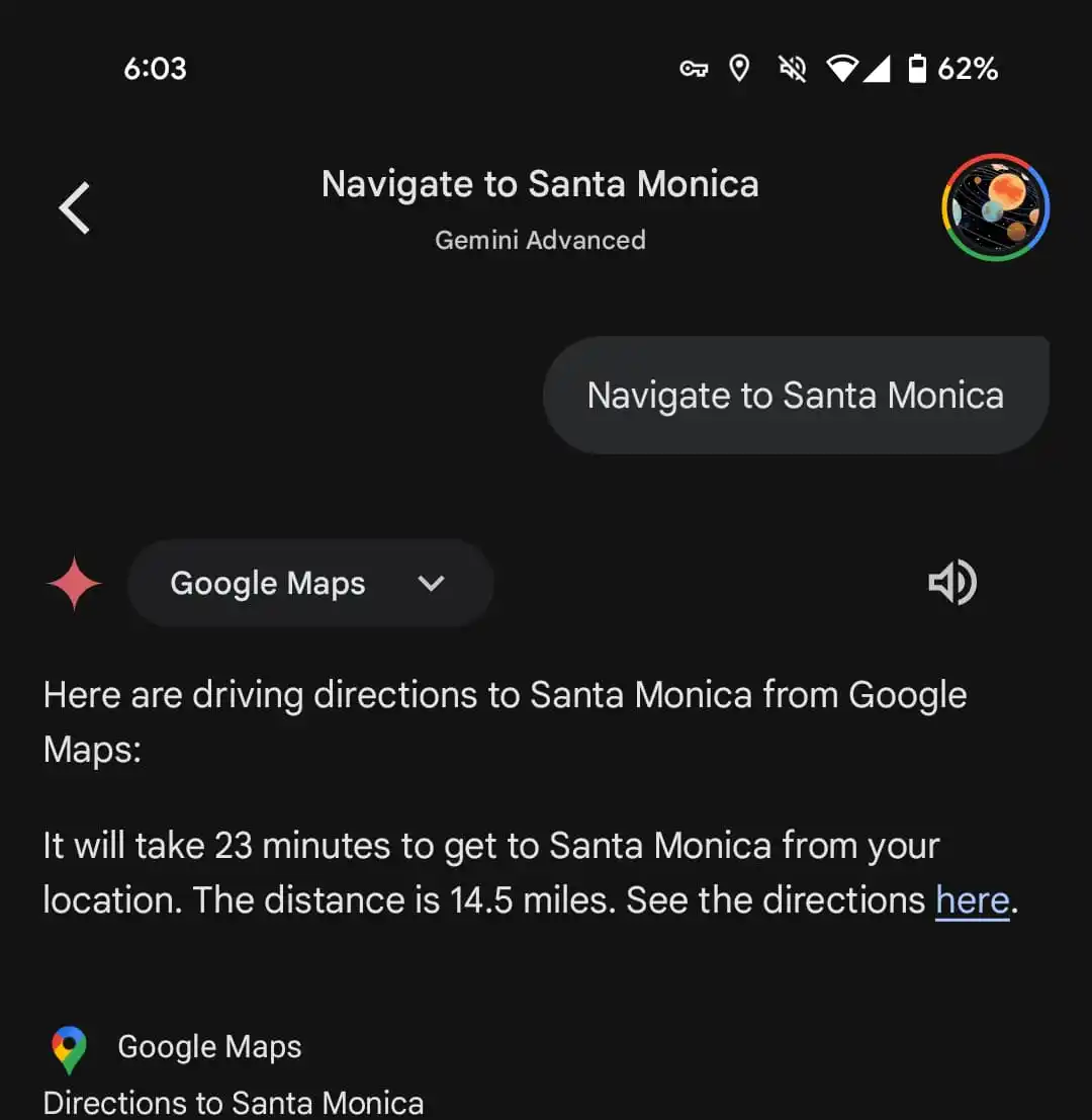 Gemini phone assistant now launches Google Maps navigation with voice commands
