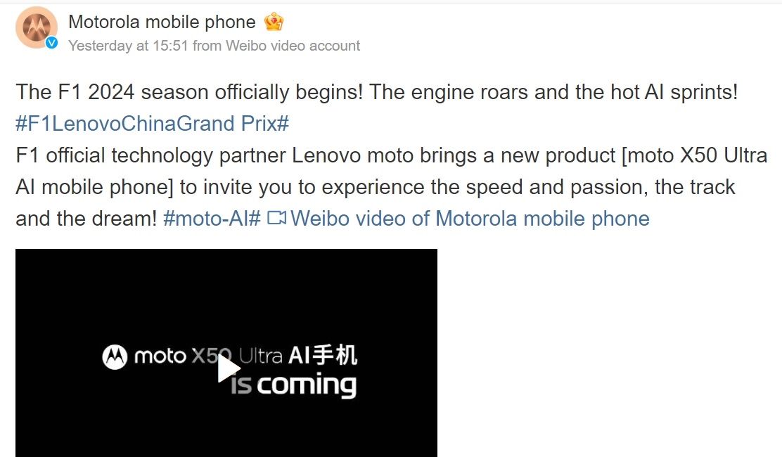Motorola teases the Moto X50 Ultra, an AI-driven flagship smartphone