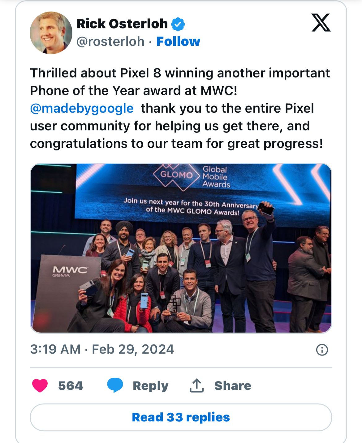 Google Pixel 8 series named 2023’s ‘Best Smartphone’ with award at MWC