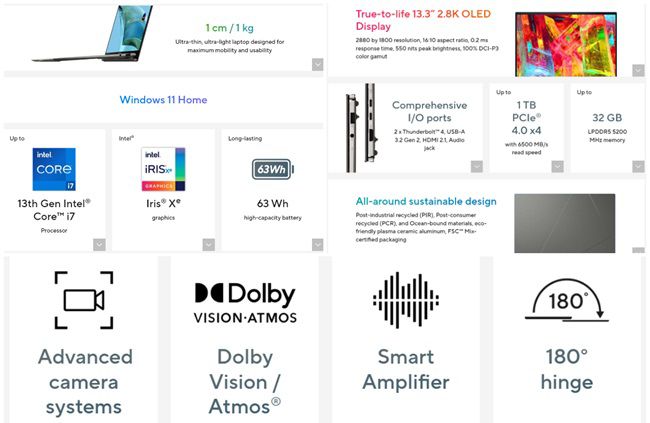 ASUS Zenbook S 13 OLED Specifications & Features