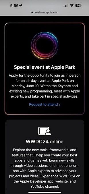 Apple Developer app has plenty of information about WWDC 2024