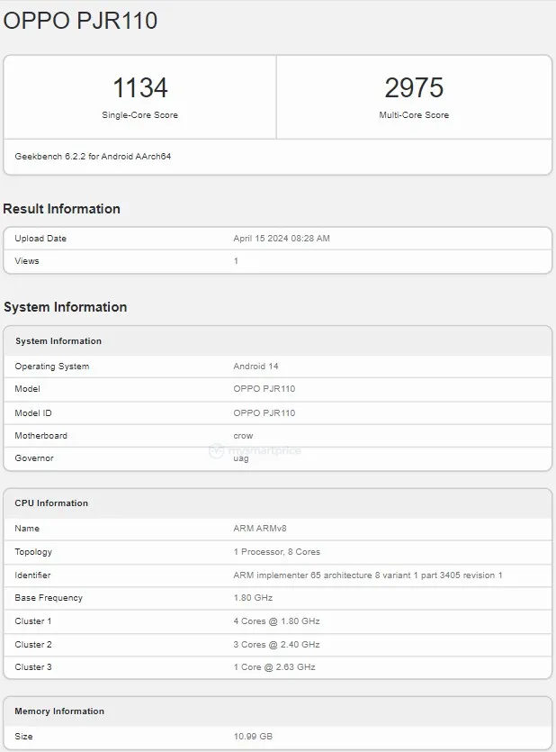 Scores highly in Geekbench with 1,134 single-core and 2,975 multi-core points